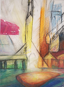 Image of Ray Heffner's charcoal and pastel artwork, Passages.